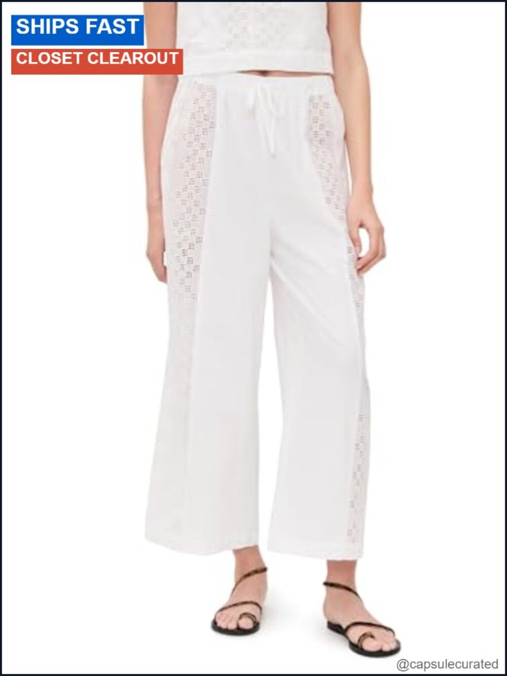 Splendid Kenzie Geo Eyelet Casual Pants Loose Fit Mid Rise